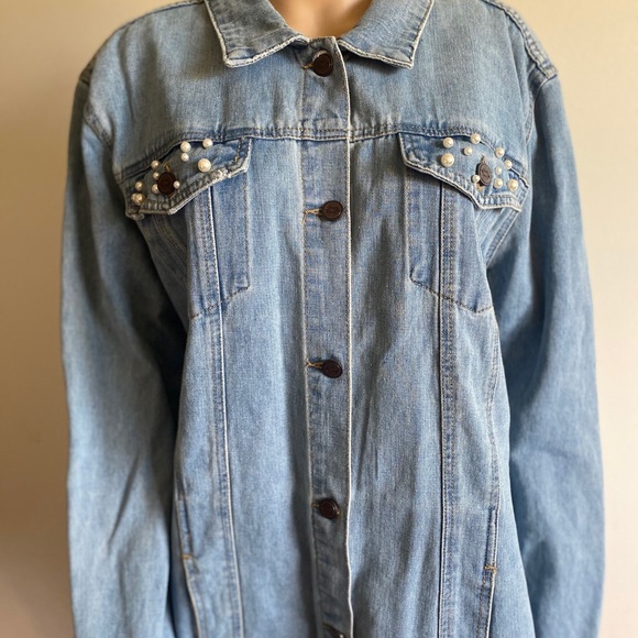One5One Pearled Denim Light Blue Jacket EUC - Picture 9 of 15